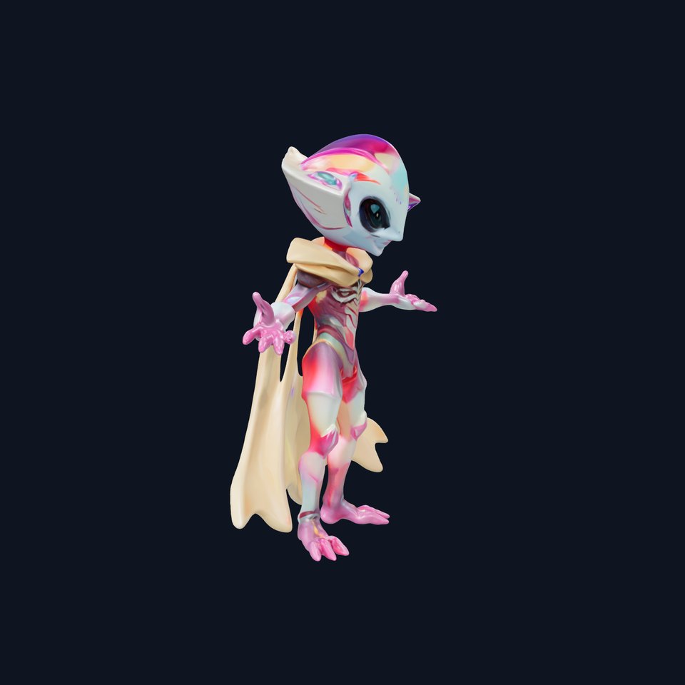 Colorful Mystical Alien with Ornate Cape D Character Model